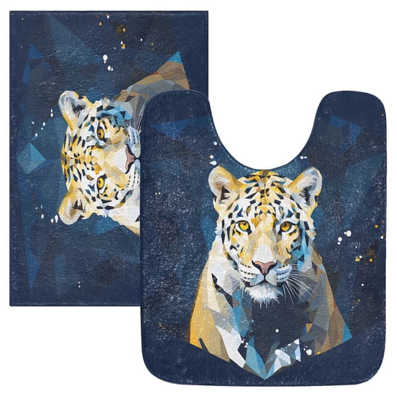 Ryvnso Abstract Cheetah Leopard Bathroom Shaggy Rugs Toilet Mat Soft Contour Rug