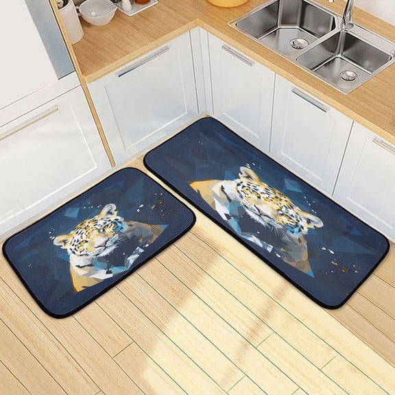 Ryvnso Abstract Cheetah Leopard Kitchen Rugs Set Non Slip Runner Mats for Dining Room