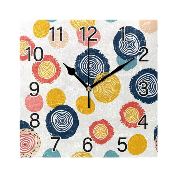 Ryvnso Abstract Circle Wall Clock Square Silent Non-Ticking Battery Operated 7.78"