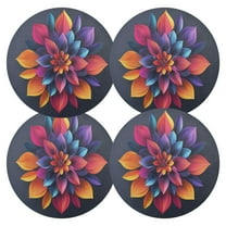 Ryvnso Abstract Colorful Flower Round Plate Mats Dining Table Placemat Set of 4 for Holiday Decoration