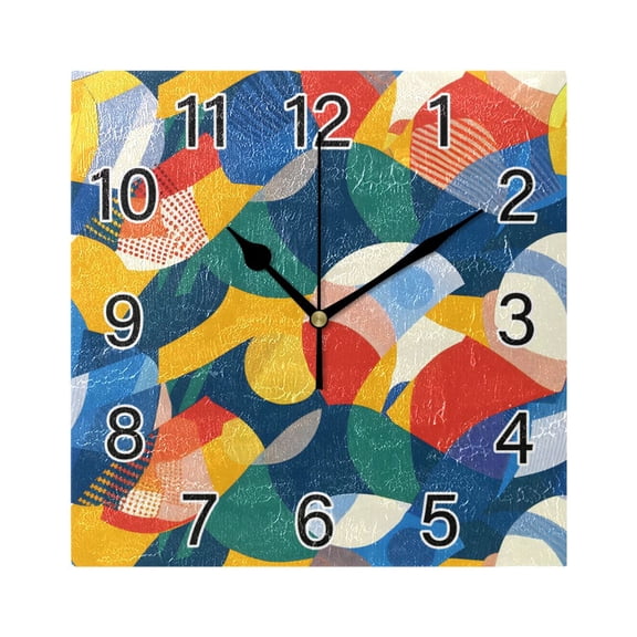 Ryvnso Abstract Colorful Line Shape Wall Clock Square Silent Non-Ticking Battery Operated 7.78"