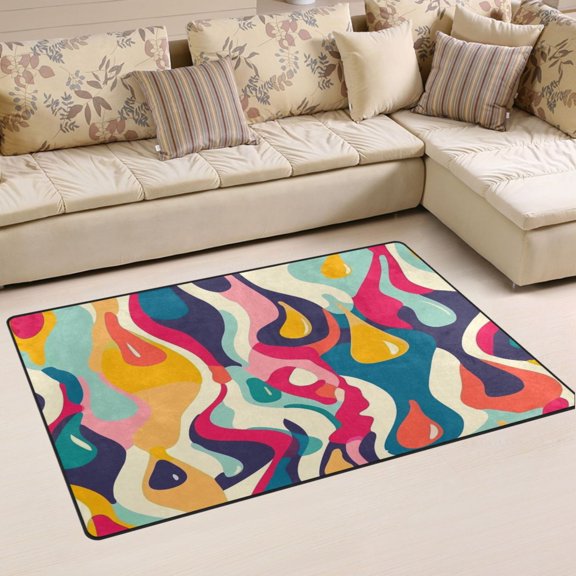 Ryvnso Abstract Drops Line Pattern Area Floor Mat Non-Slip Carpet Soft Rugs Doormats 31" x 20"
