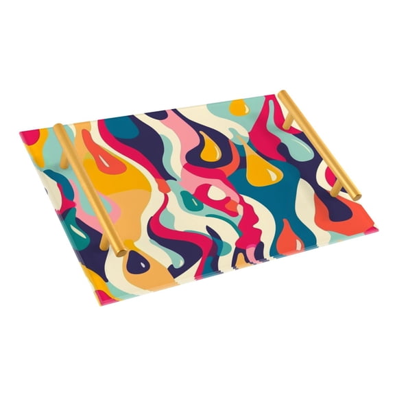 Ryvnso Abstract Drops Line Pattern Bathroom Tray Vanity Countertop Trays Acrylic Organizer