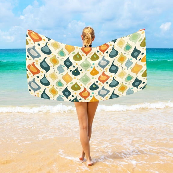 Ryvnso Abstract Drops Pattern Oversized Beach Towel Microfiber Bath Blankets Swimming Fitness 37" x 74"