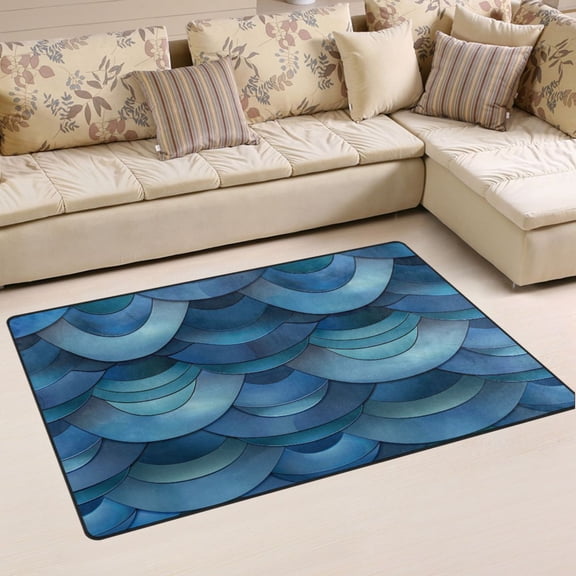 Ryvnso Abstract Fish Scales Area Floor Mat Non-Slip Carpet Soft Rugs Doormats 31" x 20"