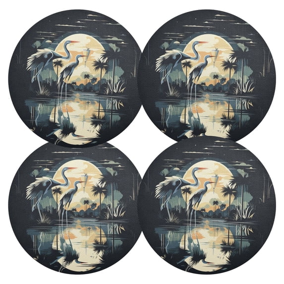 Ryvnso Abstract Flamingo Round Plate Mats Dining Table Placemat Set of 4 for Holiday Decoration