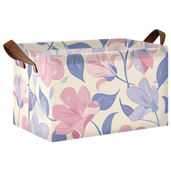 Ryvnso Abstract Flower Storage Bins Large Basket Foldable Cube Toys Organizer with Handles 1 PC