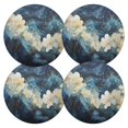 thumbnail image 1 of Ryvnso Abstract Flower on Marble Round Plate Mats Dining Table Placemat Set of 4 for Holiday Decoration, 1 of 7