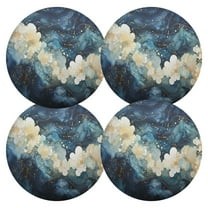Ryvnso Abstract Flower on Marble Round Plate Mats Dining Table Placemat Set of 4 for Holiday Decoration