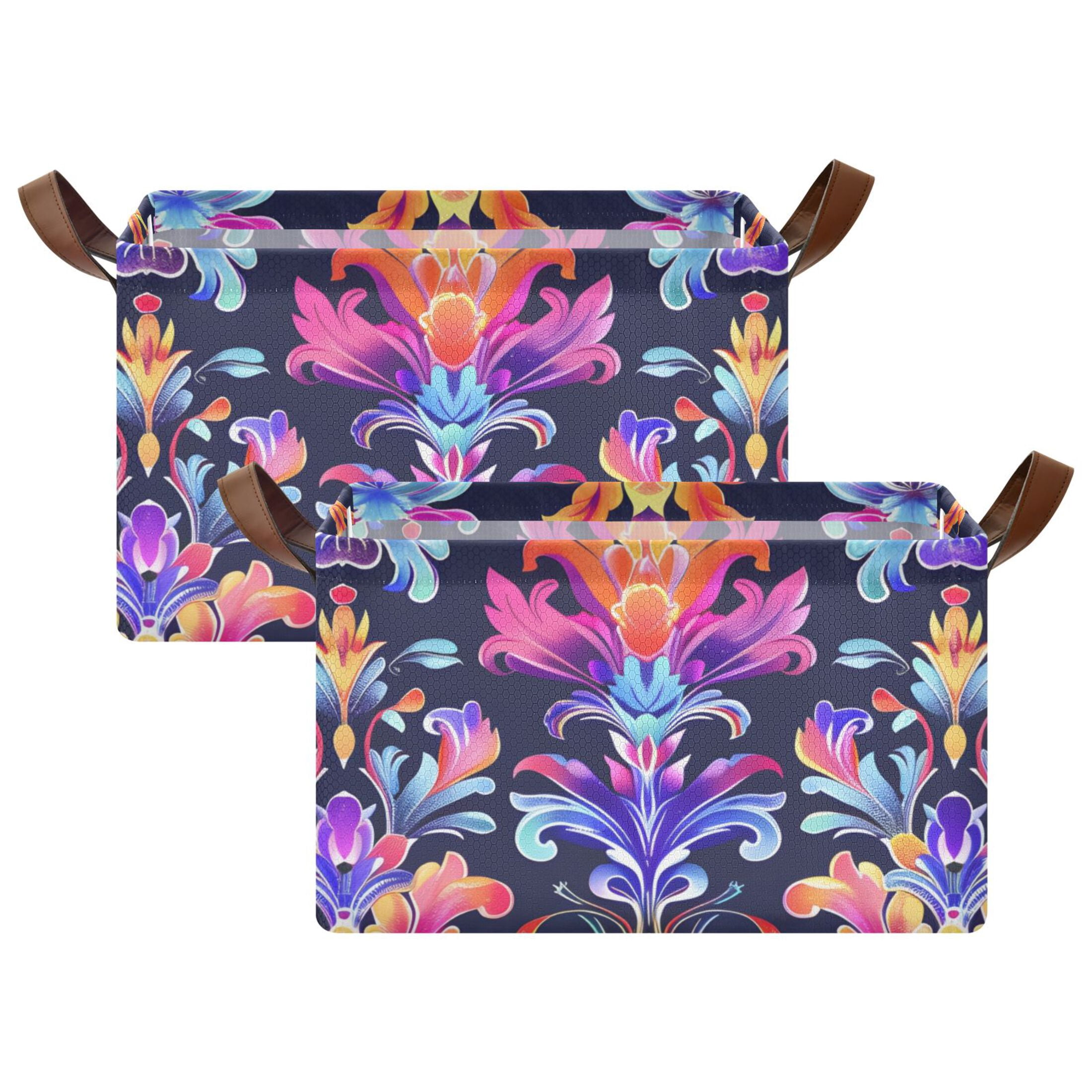 Ryvnso Abstract Flowers Storage Bins Large Basket Foldable Cube Toys ...