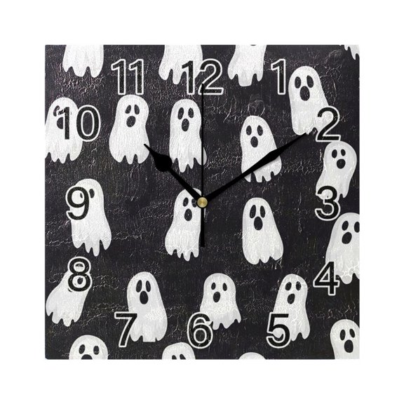 Ryvnso Abstract Ghost Wall Clock Square Silent Non-Ticking Battery Operated 7.78"