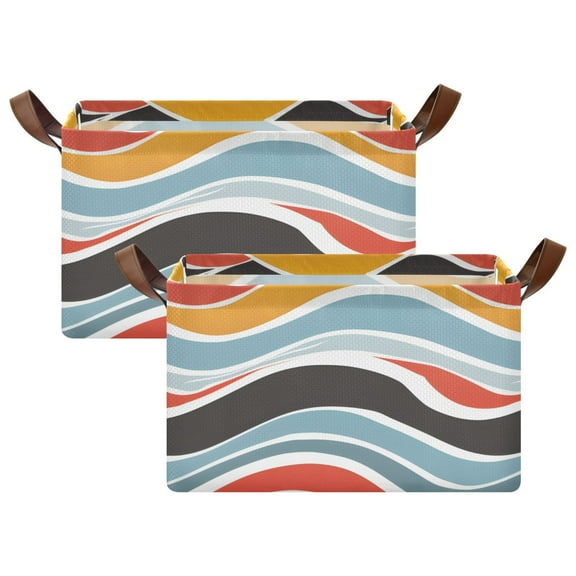 Ryvnso Abstract Graffiti Stripe Storage Bins Large Basket Foldable Cube Toys Organizer with Handles 2 PCs