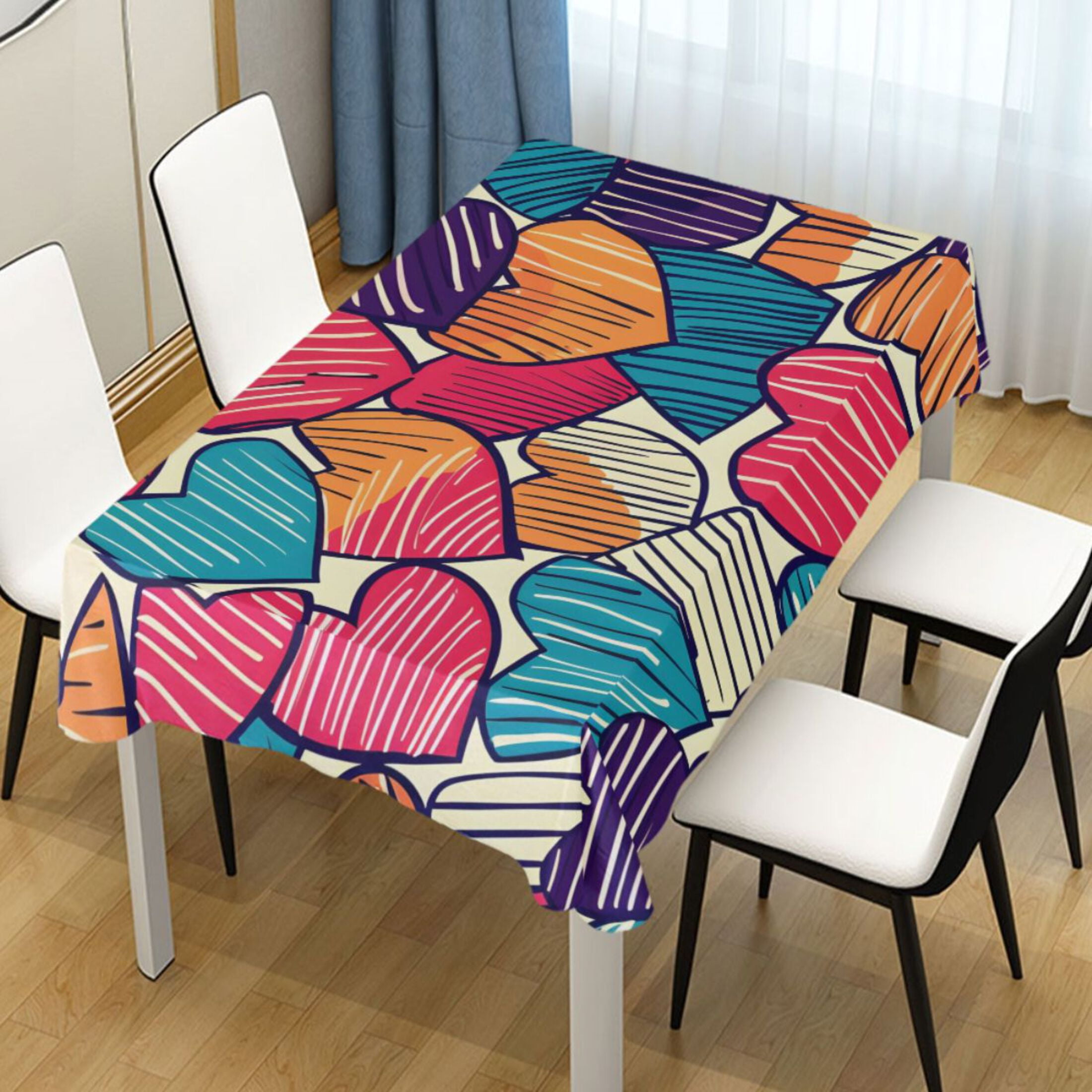 Repeat Red Lip Print Heart Rectangle Tablecloth