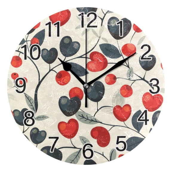 Ryvnso Abstract Heart Wall Clock Non Ticking Silent Kitchen Clock Battery Operated Clocks 10 inch