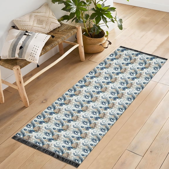 Ryvnso Abstract Octopus Starfish Bedroom Runner Rug 2'x6' Hallway Area Carpet Non Slip Entryway Mat with Tassels