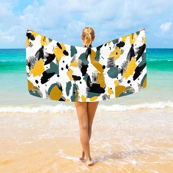 Ryvnso Abstract Print Beach Towel Quick Dry Swimming Yoga Beach Towels Large Sand Free Microfiber Towel 31"W x 71"L