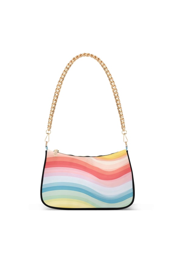Abstract Rainbow Womens Chain Shoulder Bag Tote Handbags Clutch Hobo Purse with Zipper for Travel