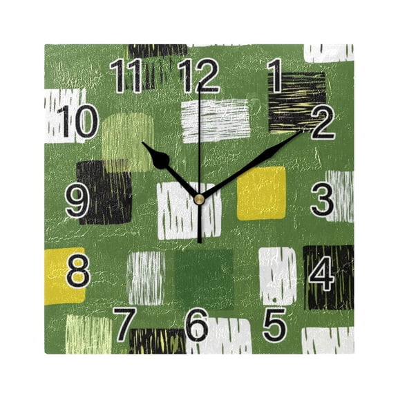 Ryvnso Abstract Squares Wall Clock Square Silent Non-Ticking Battery Operated 7.78"