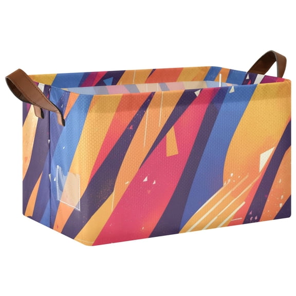 Ryvnso Abstract Stripes Pattern Storage Bins Large Basket Foldable Cube Toys Organizer with Handles 1 PC