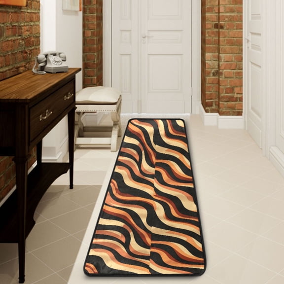 Ryvnso Abstract Wavy Line Hallway Runner Rugs Floor Carpet Non Slip Entryway Mat 2' x 6'