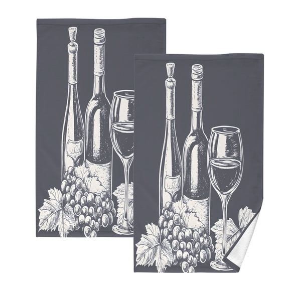 Ryvnso Abstract Wine Print Cotton Hand Towels Sets Face Towel 2 PCs Bathroom Decorative