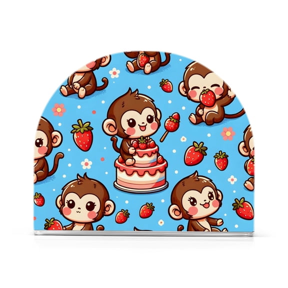 Ryvnso Acrylic Napkin Holder Table Kitchen Paper Tissue Organization 1 Pack Cute Monkey and Strawberry