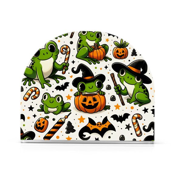 Ryvnso Acrylic Napkin Holder Table Kitchen Paper Tissue Organization 1 Pack Frogs on Pumpkins