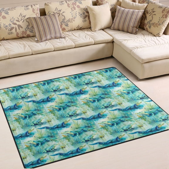 Ryvnso Alligator Frogs Area Rug Floor Mats Non-Slip Home Carpet 80 x 58 inch