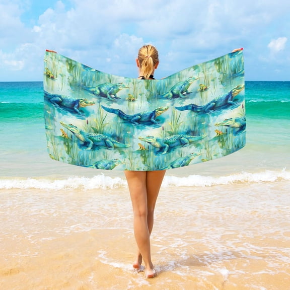Ryvnso Alligator Frogs Beach Towel Quick Dry Swimming Yoga Beach Towels Large Sand Free Microfiber Towel 31"W x 71"L