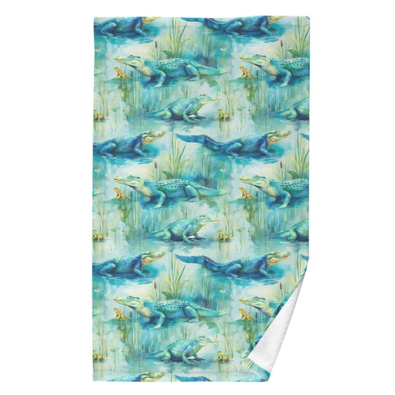 Ryvnso Alligator Frogs Pattern Cotton Hand Towel Absorbent Face Bath Towels for Beach Pool Sports