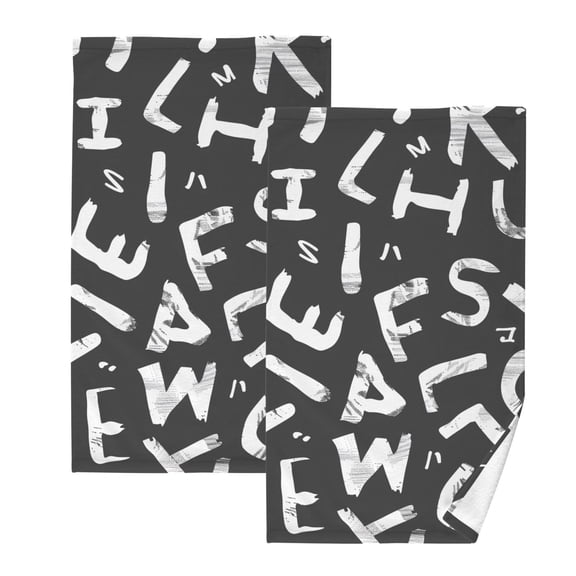 Ryvnso Alphabet Pattern Cotton Hand Towels Sets Face Towel 2 PCs Bathroom Decorative