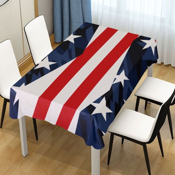 Ryvnso American Flag Star Rectangle Table Cloth Tablecover Dinning Tablecloth 54"x72"