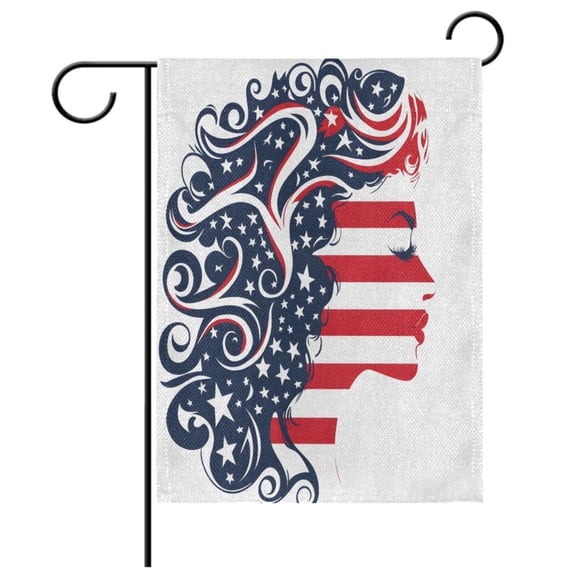 Ryvnso American Flag Women Print Garden Flag 12x18 Inch Double Sided Seasonal Yard Decoration