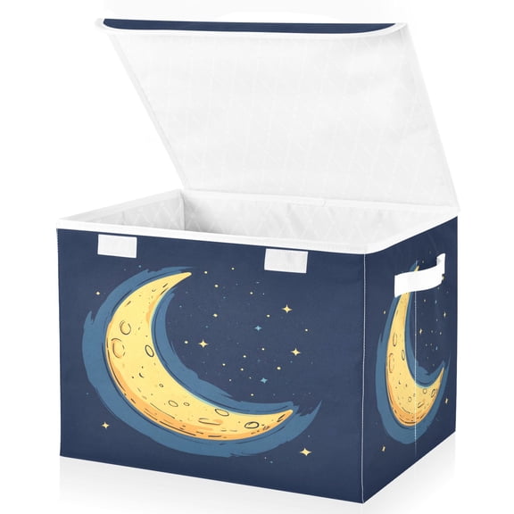 Ryvnso An Art Moon Large Lidded Foldable Storage Baskets Cubes Boxes Lids Bin for Home