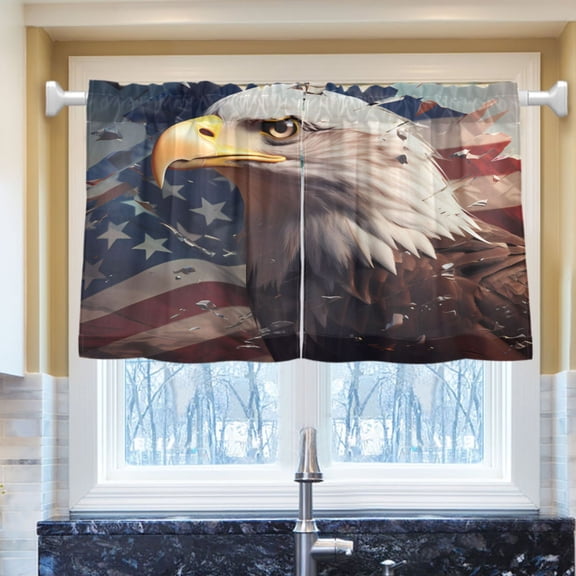 Ryvnso An Eagle Half Curtains Sets Tier 2 Panels Short Curtain Rod Pocket 27"W x 24"L