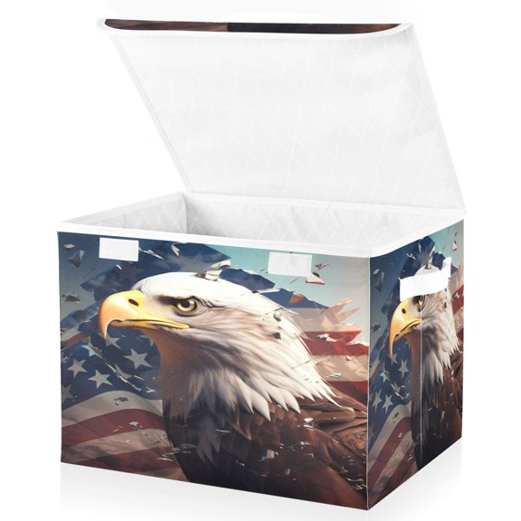 Ryvnso An Eagle Large Lidded Foldable Storage Baskets Cubes Boxes Lids Bin for Home