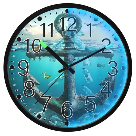 Ryvnso Anchor in Sea Sunshine 12 Inch Night Light Wall Clock Silent Battery Operated Luminous Clocks