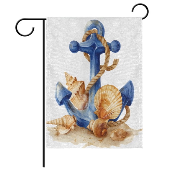 Ryvnso Anchors Conch Shell Pattern Garden Flag 28x40 Inch Double Sided Seasonal Yard Decoration