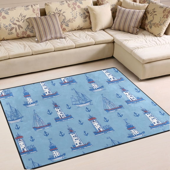 Ryvnso Anchors Ships Area Rug Floor Mats Non-Slip Home Carpet 80 x 58 inch