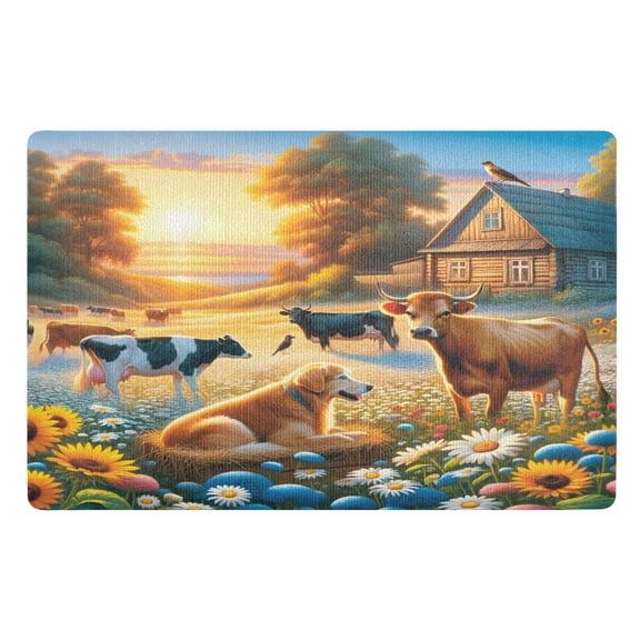 Ryvnso Animals on Wild Field with Sunset Door Mats Outdoor Indoor Entrance Low Profile Floor Rugs 32"x20" Carpet