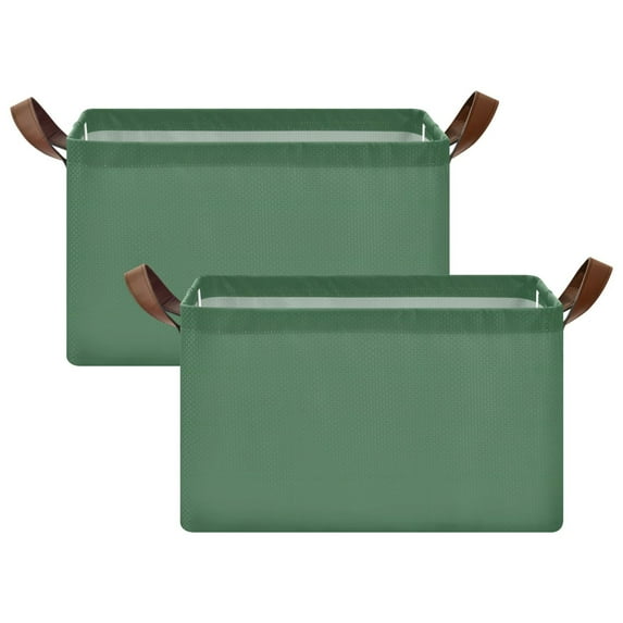 Ryvnso Army Green Storage Bins Large Basket Foldable Cube Toys Organizer with Handles 2 PCs