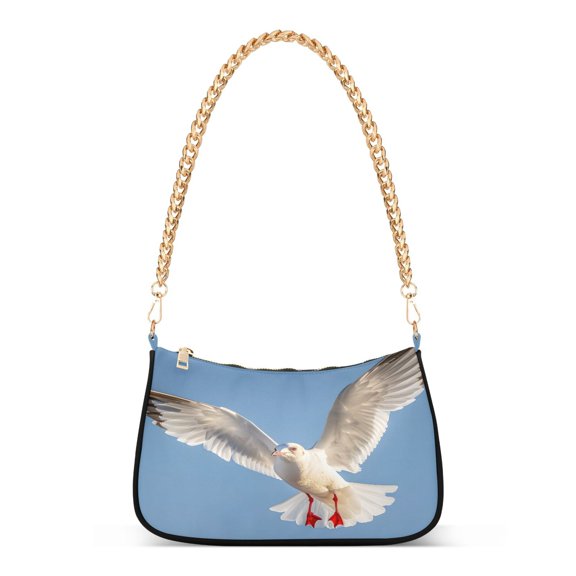 Ryvnso Art Bird Pigeon Flying Womens Chain Shoulder Bag Tote Handbags Clutch Hobo Purse with Zipper for Travel