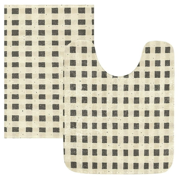 Ryvnso Art Checkered Bathroom Shaggy Rugs Toilet Mat Soft Contour Rug