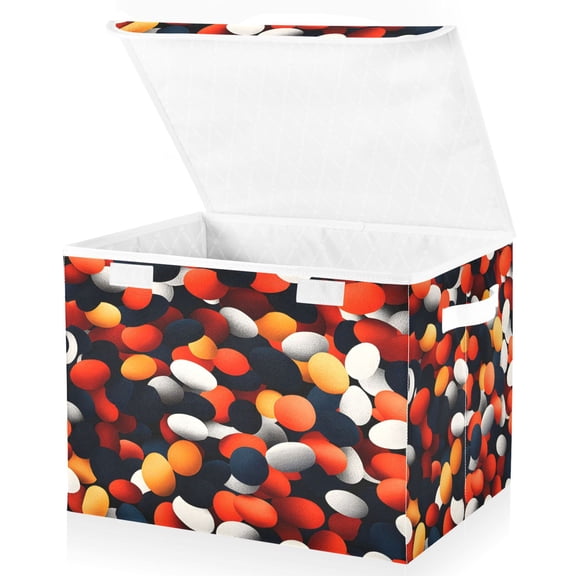 Ryvnso Art Dots Large Lidded Foldable Storage Baskets Cubes Boxes Lids Bin for Home