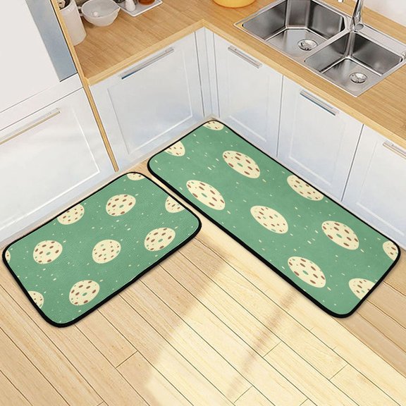 Ryvnso Art Easter Eggs Kitchen Rugs Set Non Slip Runner Mats for Dining Room
