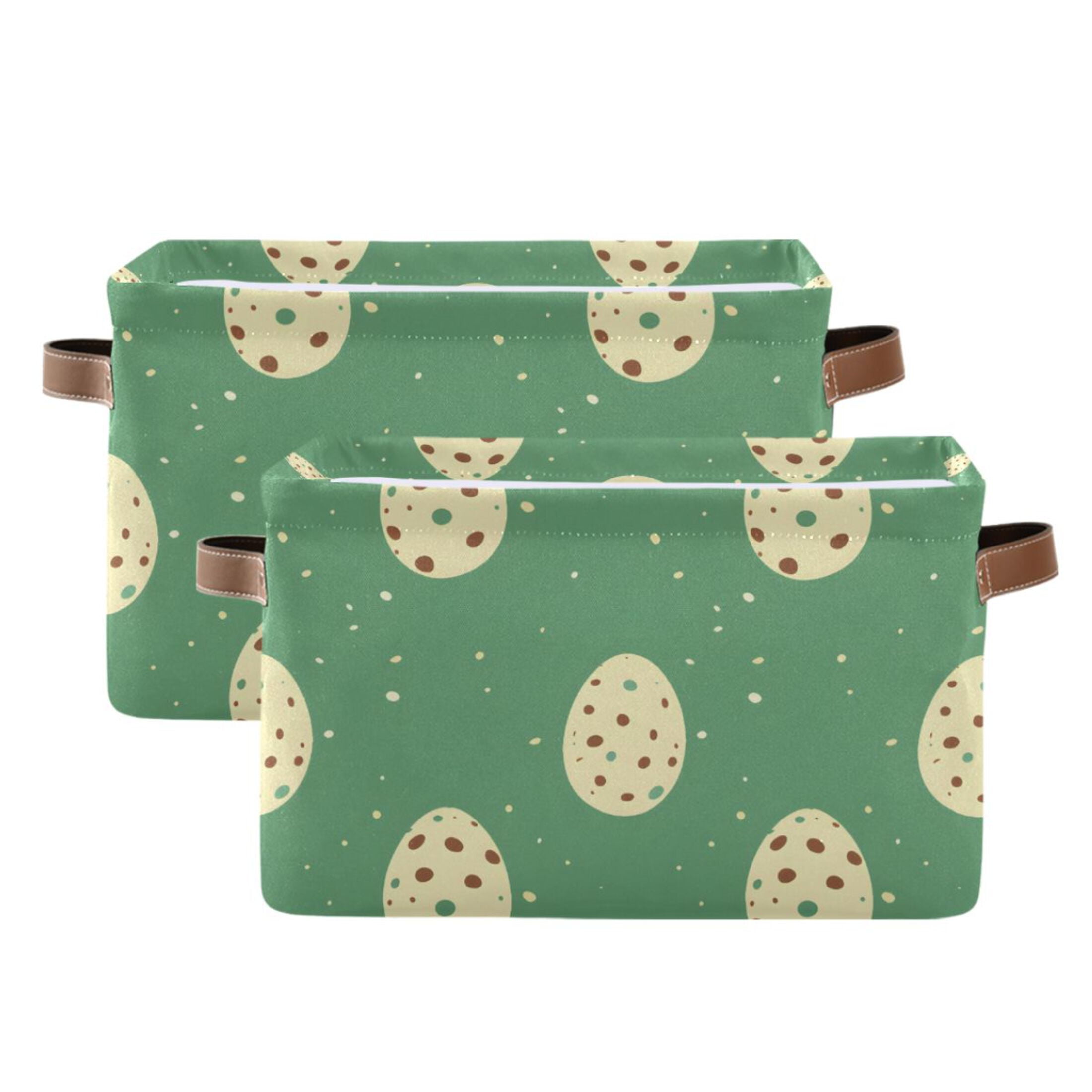 Ryvnso Art Easter Eggs Storage Basket Large Bin Foldable Boxes Toys Organizer 14.2x10.2x8.3in 2 PCs