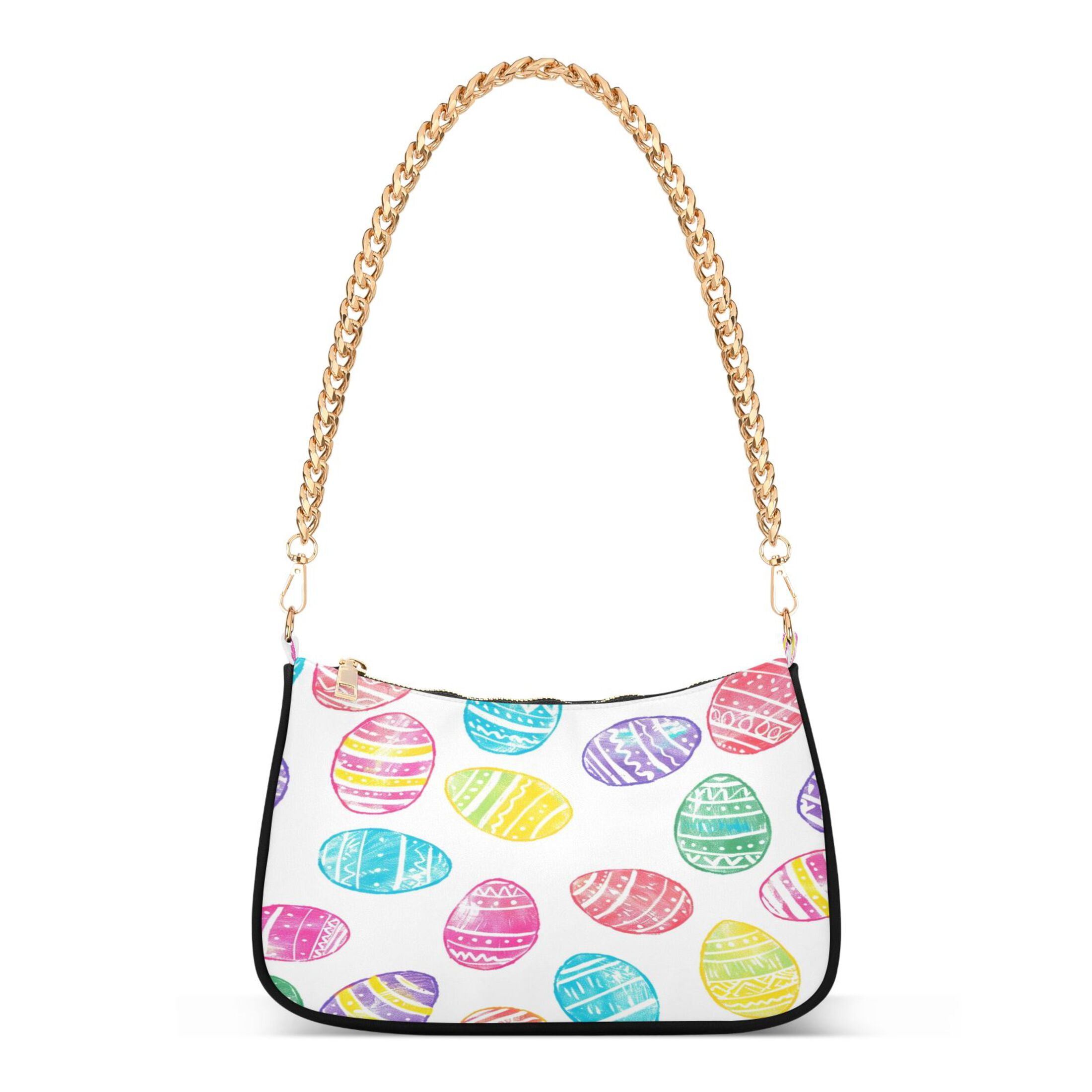 Ryvnso Art Eggs Womens Chain Shoulder Bag Tote Handbags Clutch Hobo Purse with Zipper for Travel