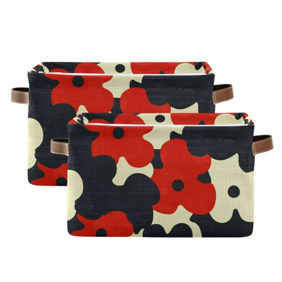 Ryvnso Art Flower Storage Basket Large Bin Foldable Boxes Toys Organizer 14.2x10.2x8.3in 2 PCs