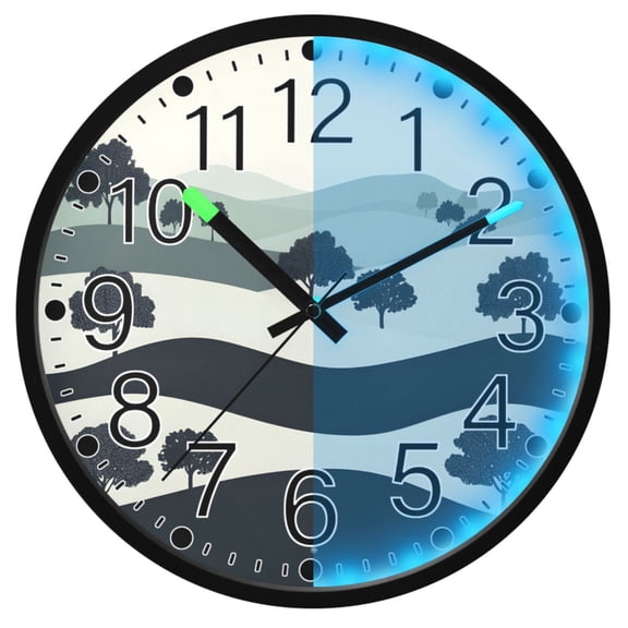 Ryvnso Art Forest 12 Inch Night Light Wall Clock Silent Battery Operated Luminous Clocks