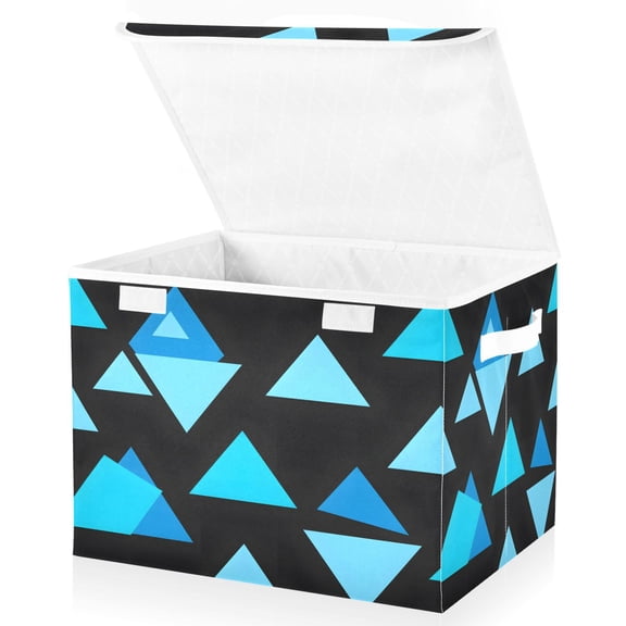 Ryvnso Art Geometric Triangle and Line Large Lidded Foldable Storage Baskets Cubes Boxes Lids Bin for Home